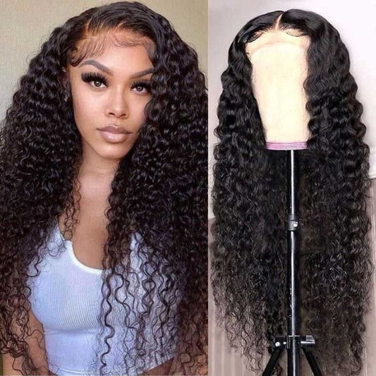 Alibonnie Deep Wave Wear And Go Glueless Wig Transparent 5x5 Pre Cut Lace Closure Wigs For Women