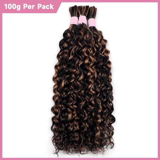 Alibonnie 1B/30 Highlight Water Bulk Virgin Human Hair Curly Braiding Hair For Boho Braids One Bundle - Alibonnie