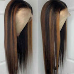 Alibonnie 1B/30 Highlight Wigs 360 Transparent Lace Straight Wigs Pre Plucked Human Hair Wigs - Alibonnie