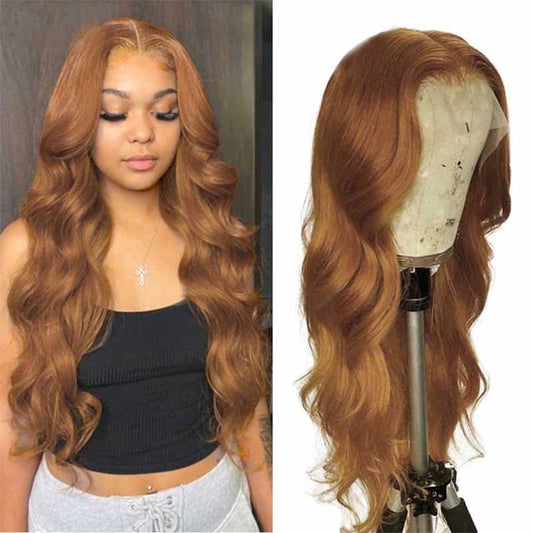 Alibonnie #30 Brown Color Transparent Full Lace Wigs Luxurious Body Wave Human Hair Wigs Online 180% Denisty - Alibonnie