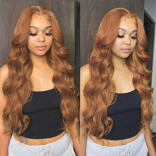 Alibonnie #30 Brown Color Transparent Full Lace Wigs Luxurious Body Wave Human Hair Wigs Online 180% Denisty - Alibonnie