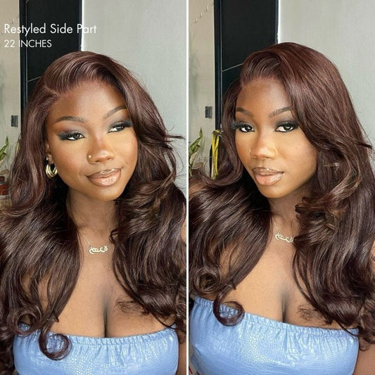 Alibonnie Brown Color Layered Cut Glueless 5x5 Closure Lace Wigs Body Wave Human Hair Pre Cut Lace Wigs - Alibonnie