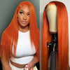 Alibonnie Ginger Orange Color Straight 13x4 Transparent Lace Front Wig Natural Hairline With Baby Hair 180% Density - Alibonnie