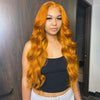 Alibonnie Ginger Yellow Color Body Wave 360 Transparent Lace Wigs Pre Plucked Hairline - Alibonnie