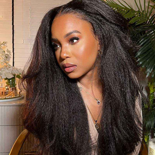 Alibonnie Hair Kinky Straight 13x4 Lace Front Wigs Human Hair Pre Plucked 180% Density - Alibonnie