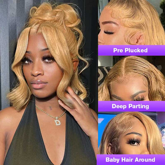 Alibonnie Honey Blonde Wigs Body Wave Wigs #27 Color 360 Transparent Lace Wigs With Pre Plucked - Alibonnie