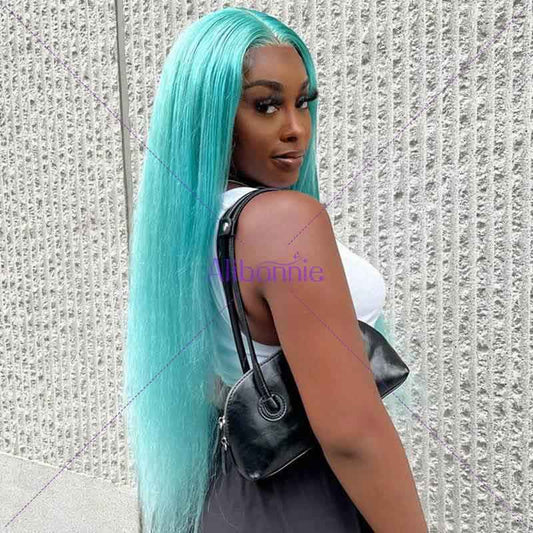 Alibonnie Lake Blue Bright Color Straight And Body Wave 13×4 Lace Front Wigs For Bold Look - Alibonnie