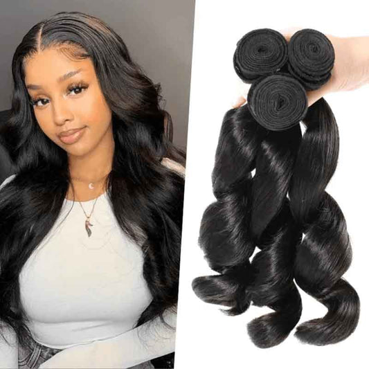 Alibonnie Loose Wave Natural Black Color 3 Bundles Deals - Alibonnie