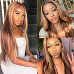Alibonnie Straight And Body Wave Piano Honey Blonde 13x4 Lace Front Wigs Highlight Human Hair 180% Density - Alibonnie