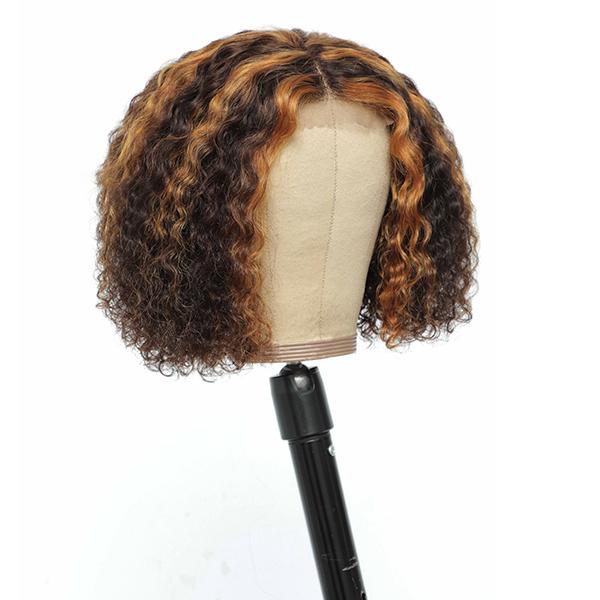 Highlight Bob Wig Curly Lace Front Human Hair Wigs Short Bob Ombre Human Hair Wig 4x4 Closure Brazilian Remy Lace Wig - Alibonnie