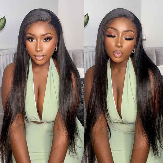 Soft Straight Human Hair 13x4 Full Frontal Wigs Pre Plucked Easy To Wear - Alibonnie