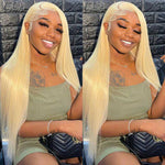 18 Inch 613 Blonde Color 13x4 Lace Front Wig Straight Hair 180% Density