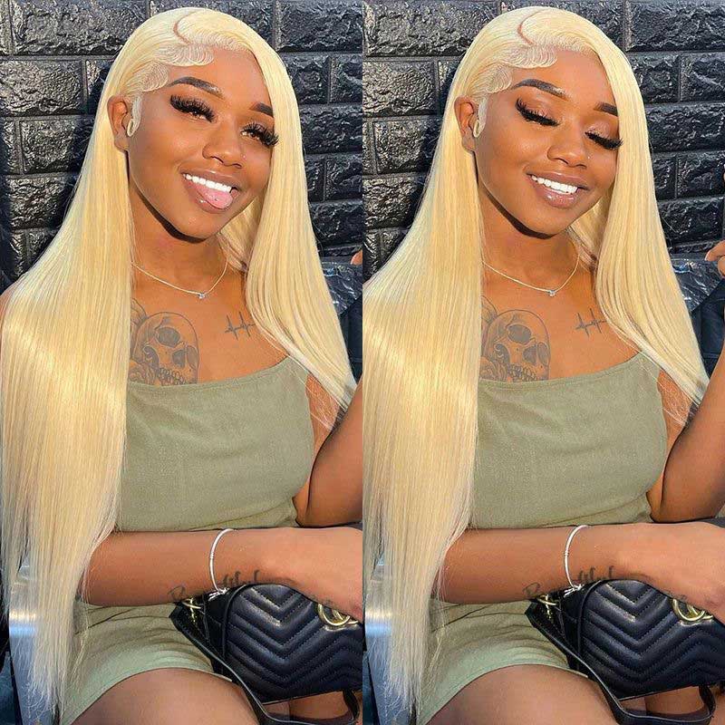 18 Inch 613 Blonde Color 13x4 Lace Front Wig Straight Hair 180% Density