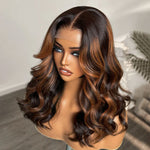 Alibonnie Blonde Highlights Body Wave Wig Put On And Go Pre Plucked 5x5 Transparent Lace Wig