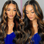 Alibonnie Blonde Highlights Body Wave Wig Put On And Go Pre Plucked 5x5 Transparent Lace Wig