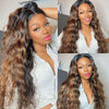 Alibonnie 1B/30 Highlight Straight/Body Wave Invisible Strap Cozy Fit 360 Transparent Lace Wig Bleached Knots Human Hair Wigs