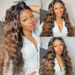 Alibonnie 1B/30 Highlight Straight/Body Wave Invisible Strap Cozy Fit 360 Transparent Lace Wig Bleached Knots Human Hair Wigs