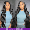 Alibonnie 30inch 34inch Long 13x4 Transparent Lace Frontal Wigs Bleached Knots Human Hair Wig With Pre-Plucked Natural Hairline 180% Density - Alibonnie