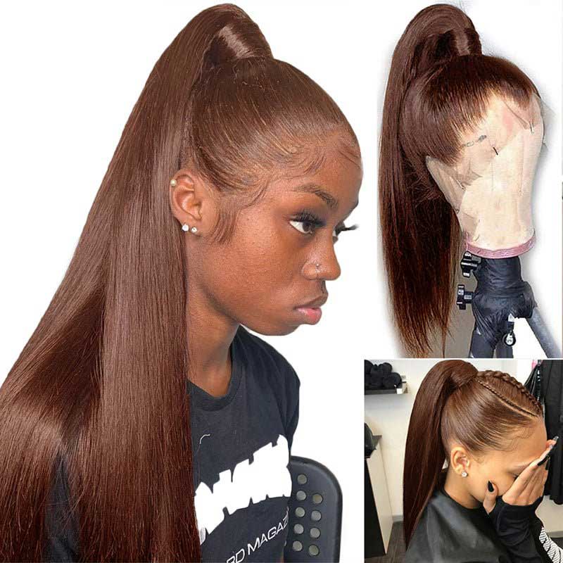 Alibonnie 4 Dark Brown Colored Full Lace Wigs Straight Hair