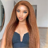 Alibonnie 4C Edge Chotolate Brown Colored 13x4 Lace Front Wigs Kinky Straight Human Hair Wigs - Alibonnie