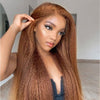 Alibonnie 4C Edge Chotolate Brown Colored 13x4 Lace Front Wigs Kinky Straight Human Hair Wigs - Alibonnie