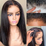 Alibonnie 4C Natural Hairline Pre-Plucked Straight Transparent Lace Wig 13×4 Lace Front Wig With Realistic Curly Edges - Alibonnie