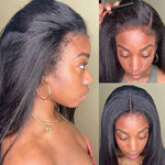 Alibonnie 4C Natural Hairline Pre-Plucked Straight Transparent Lace Wig 13×4 Lace Front Wig With Realistic Curly Edges