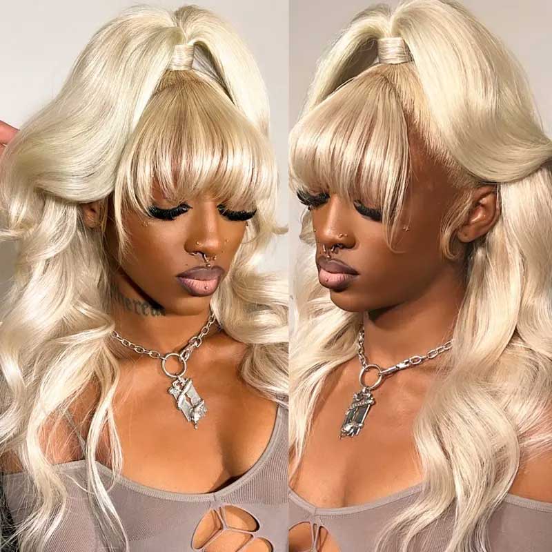 Alibonnie 613 Blonde Straight Color Wigs With Bangs 13x4 Transparent Lace Wig High Quality Remy Hair - Alibonnie