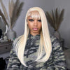 Alibonnie 613 Blonde Straight Color Wigs With Bangs 13x4 Transparent Lace Wig High Quality Remy Hair - Alibonnie