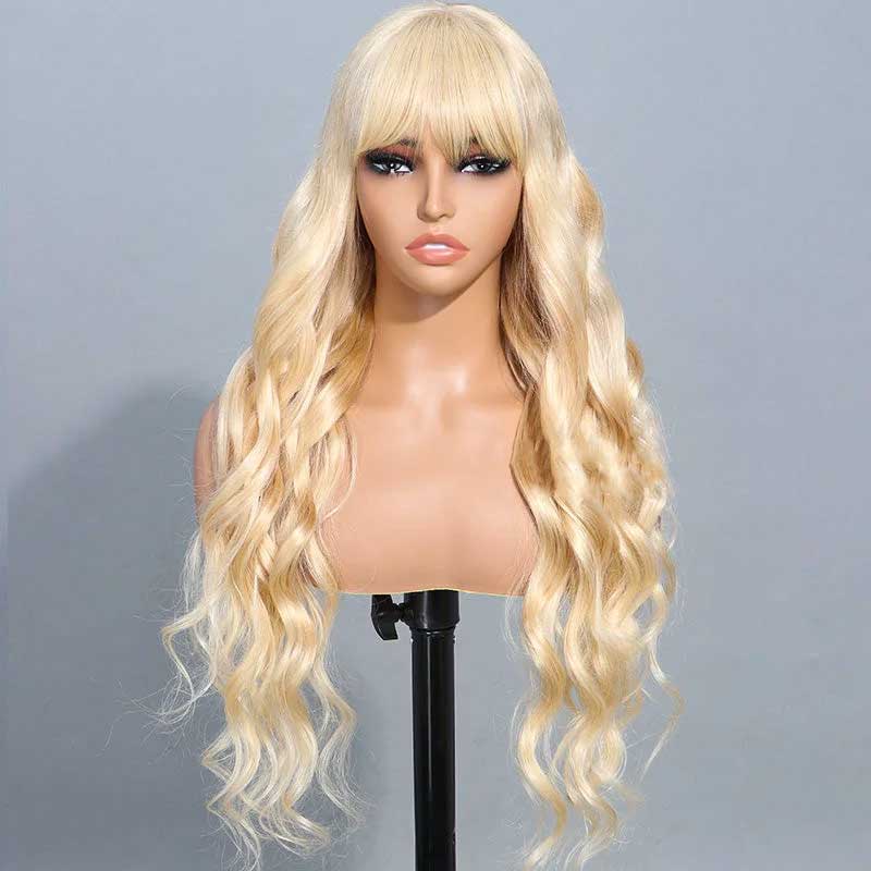 Alibonnie 613 Blonde Straight Color Wigs With Bangs 13x4 Transparent Lace Wig High Quality Remy Hair - Alibonnie