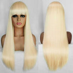 Alibonnie 613 Blonde Straight Color Wigs With Bangs 13x4 Transparent Lace Wig High Quality Remy Hair - Alibonnie