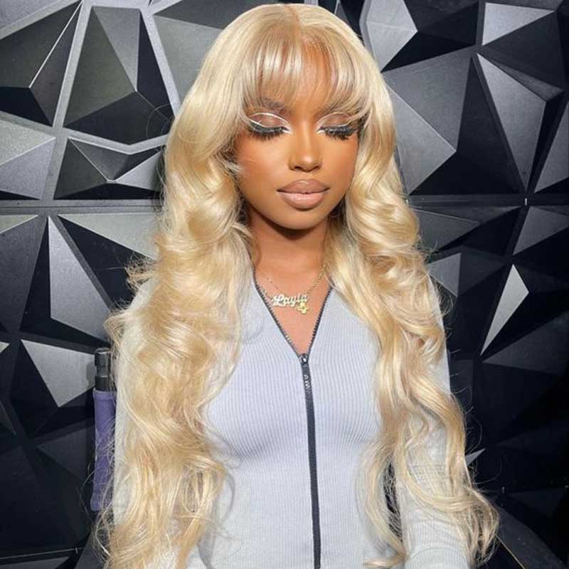 Alibonnie 613 Blonde Straight Color Wigs With Bangs 13x4 Transparent Lace Wig High Quality Remy Hair - Alibonnie