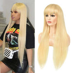 Alibonnie 613 Blonde Straight Color Wigs With Bangs 13x4 Transparent Lace Wig High Quality Remy Hair - Alibonnie