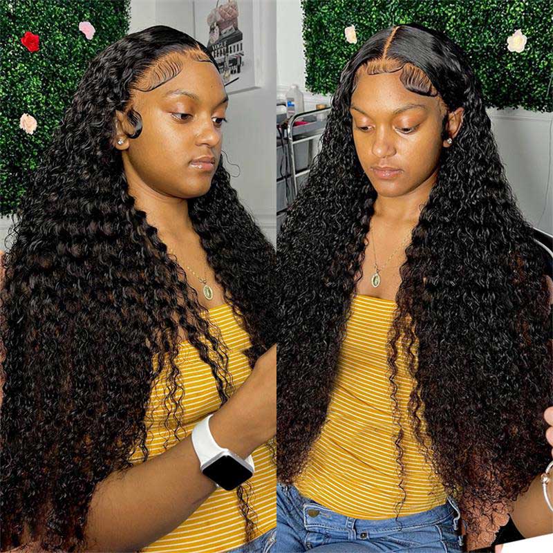 Alibonnie Air Wig 13x4 Transparent Lace Front Wear & Go Deep Wave Glueless Lace Wigs