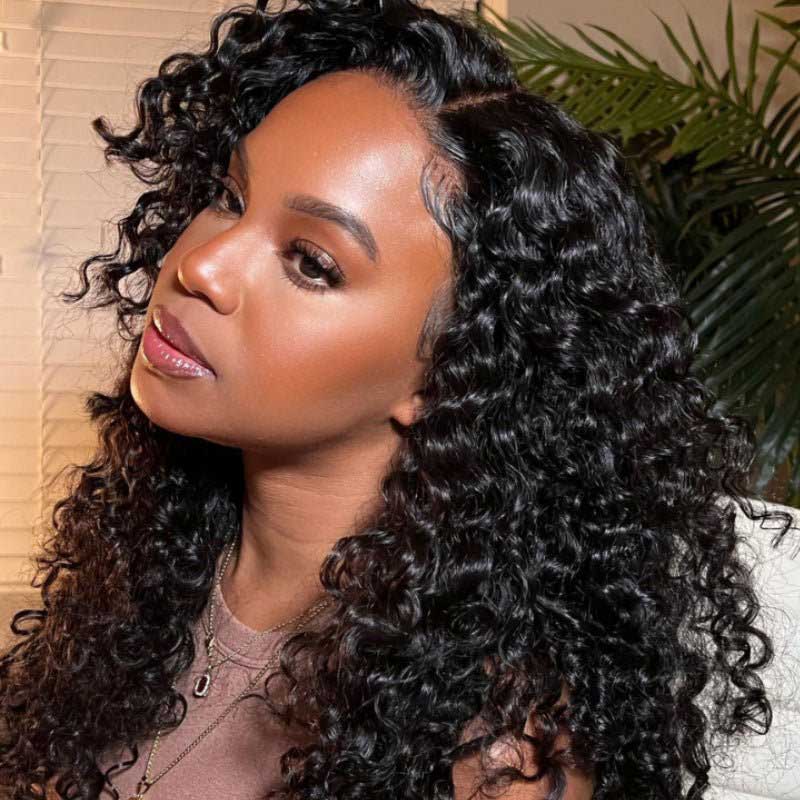 Alibonnie Best Quality Kinky Curly Lace Wig Invisible 5×5 HD Lace Closure Wig For Women