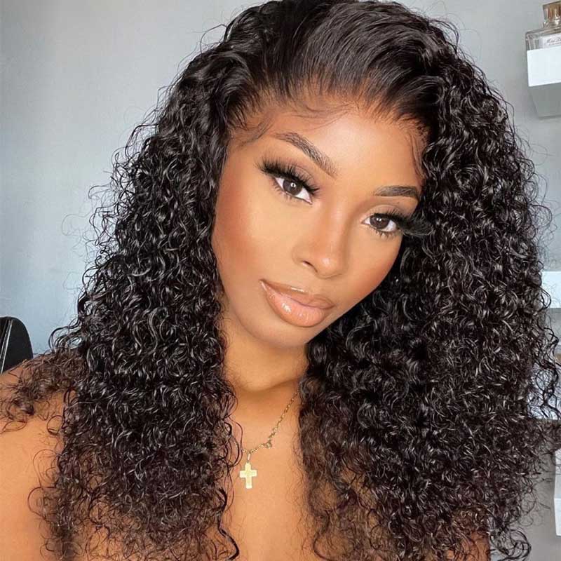 Alibonnie Best Quality Kinky Curly Lace Wig Invisible 5×5 HD Lace Closure Wig For Women