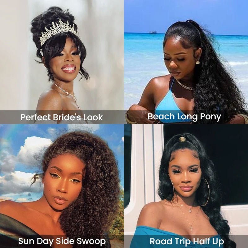 Alibonnie Deep Wave Invisible Strap Cozy Fit 360 Transparent Lace Wig Bleached Knots Human Hair Wigs - Alibonnie