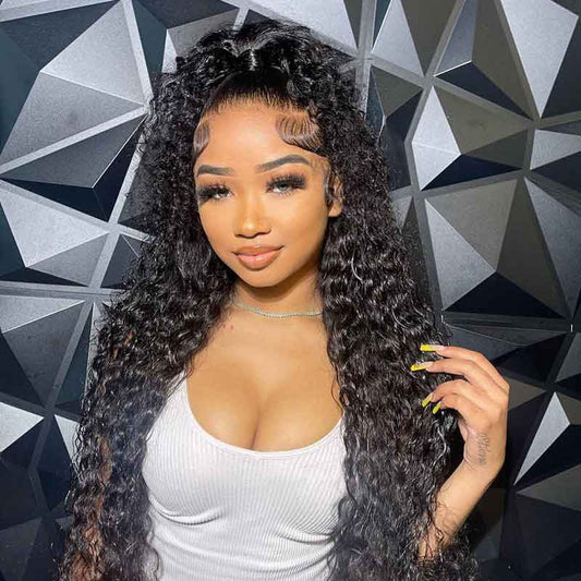 Alibonnie Fashionable Kinky Curly Human Hair Wig 13x6 HD Lace Frontal Wig Pre Plucked With Baby Hair 180% Density