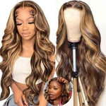 Alibonnie Glueless Pre Cut 4/27 Blonde Highlight 4x6 Transparent Lace Wigs Body Wave Human Hair Wigs Wear And Go - Alibonnie