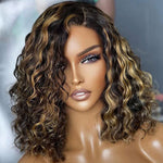 Alibonnie Honey Blonde Highlight Water Wave 5x5 Transparent Lace Bob Wig Wear&Go Human Hair Wig - Alibonnie