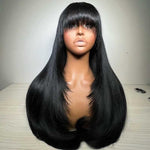 Alibonnie Layered Cut With Bang 13x4 Tranpsarent Lace Silky Straight Wig 180% Density - Alibonnie