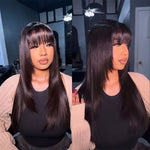 Alibonnie Layered Cut With Bang 13x4 Tranpsarent Lace Silky Straight Wig 180% Density - Alibonnie