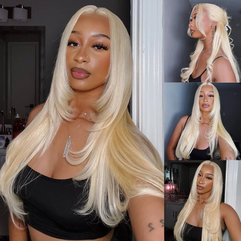Alibonnie Layered Haircut 613 Blonde Lace Front Wigs 13x4 Transparent Lace Straight Wigs - Alibonnie