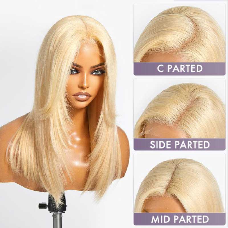 Alibonnie Layered Haircut 613 Blonde Lace Front Wigs 13x4 Transparent Lace Straight Wigs - Alibonnie