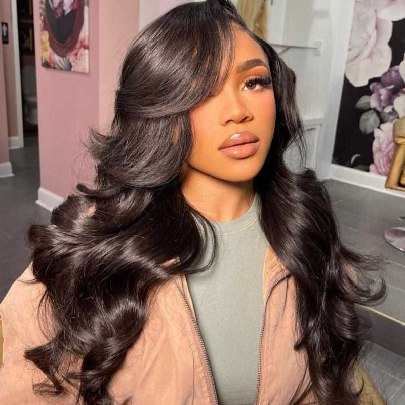 Alibonnie Pre-Plucked 13x6 HD Lace Frontal Wig Body Wave Human Hair Wigs Natural Color
