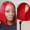 Alibonnie Red Color Short Straight Bob 4x4/13x4 Lace Wig Human Hair Wig For Women - Alibonnie