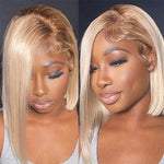Alibonnie T4/613 Brown Roots Blonde 13x4 Straight Bob Human Hair Wigs - Alibonnie