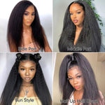Alibonnie Upgrade Kinky Straight Invisible Strap Cozy Fit 360 Transparent Lace Frontal Wig Bleached Knots Human Hair Wigs - Alibonnie