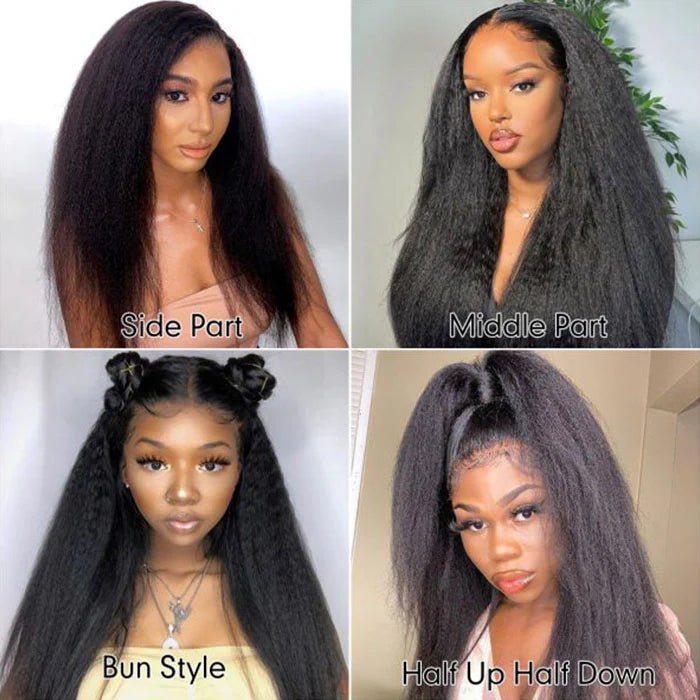 Alibonnie Upgrade Kinky Straight Invisible Strap Cozy Fit 360 Transparent Lace Frontal Wig Bleached Knots Human Hair Wigs - Alibonnie
