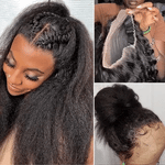 Alibonnie Upgrade Kinky Straight Invisible Strap Cozy Fit 360 Transparent Lace Frontal Wig Bleached Knots Human Hair Wigs - Alibonnie